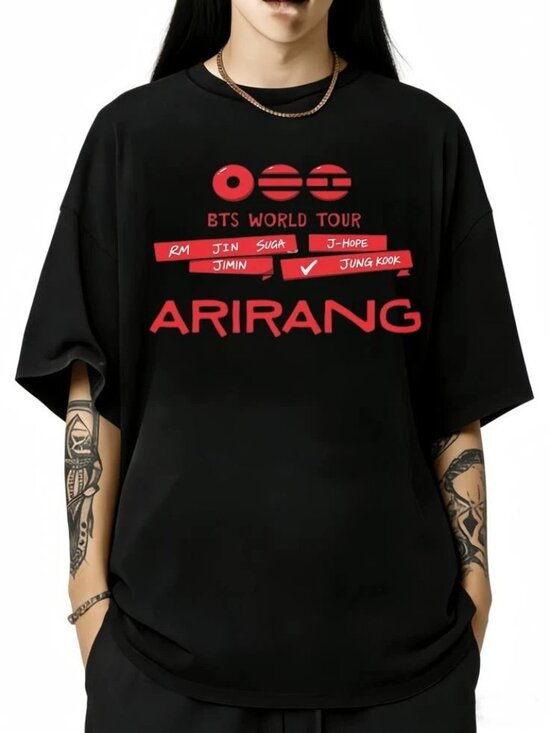 George P Other - BTS World Tour 2026 Arirang Red Black Kpop Fan T-shirt